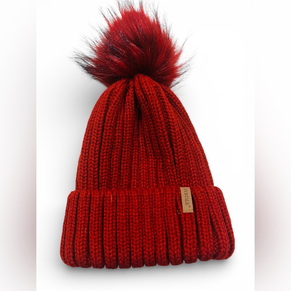 Cozy Red Knit Pom-Pom Hat for Kids